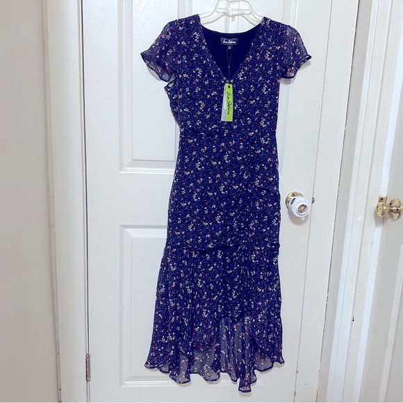 Sam Edelman Women's Tonal Floral Textured Chiffon Sleeveless Tiered Mini Dress